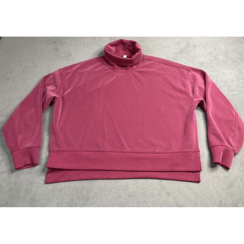 Lululemon Sweatshirt Womens 10 Pink Softstreme Turtleneck Pullover Yoga LW3GDVS